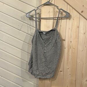 Black and White Striped Women's Top